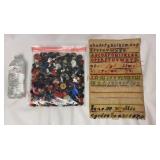 Vintage Buttons & Antique Victorian 1870 Sampler