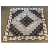 Log Cabin Style / Toile Blanket / Quilt 82" Square