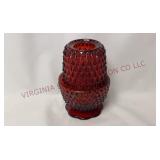 Indiana Glass Diamond Point Ruby Red Fairy Lamp