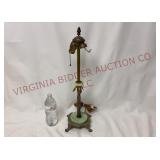Art Deco Slag Uranium Glass Metal Twist Table Lamp