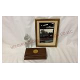 Vintage Phillip Morris Framed Photo & Walnut Box