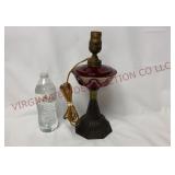 Antique Victorian Ruby Flash Dresser Lamp