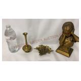 Brass Vase & Grape Leaf Dish, Esco Chalkware Bust