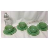 Fire King Jadeite Jane Ray Cups & Saucers - 4