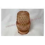 Indiana Glass Diamond Point Pink Fairy Lamp