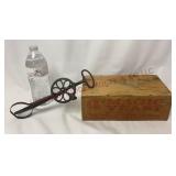 Antique Dover Egg Beater & Magic Yeast Wooden Box