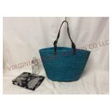 Neiman Marcus Straw Handbag & Studio Scarf
