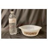 Vintage Glasbake Brown Floral Round 1 Qt Casserole