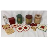 Vtg Coffee & Decorative Tins, Pot Holders & More!
