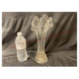 Paneled Ruffled Clear Glass 11.5" Stretch Vase