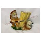 Vintage 1950s Davey Crockett & Bear Planter Vase