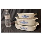Corning Ware Cornflower Blue Casseroles - 3