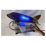 Art Deco Cobalt Blue Airplane Lamp - Works!