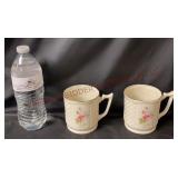 Donegal Irish Parian China Rose Coffee Mugs - Pair