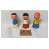 Vintage Wooden Czechoslovakia Toy 3" Figures