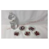 Akro Agate Oxblood & White Slag Glass Toy Plates