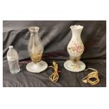 Vintage Milk Glass Electric Hurricane Lamps