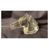 Vintage Horse Head Mustang Glass Paperweight