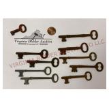 Vintage / Antique Metal Skeleton Keys - 10