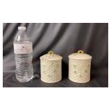 Belleek Ireland Shamrock Basketweave Jam Pot Jars