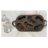 John Wright "Cat Nap" Cast Iron Muffin / Gem Pan