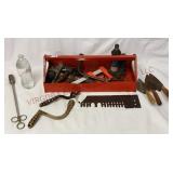 Tool Box Tray & Contents -Jack, Saw & More