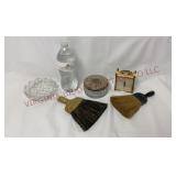 Vtg Trinket & Powder Dish, Clothing Brushes, Clock