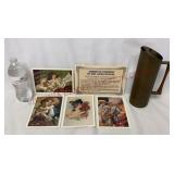 Repro Lithographs & MCM Italian Brass Pitcher
