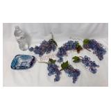 Glass Ashtray & Faceted Acrylic Grape Clusters