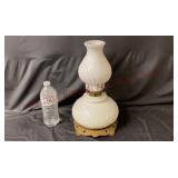 Victorian Milk Glass Kerosene Oil Lamp wBrass Base
