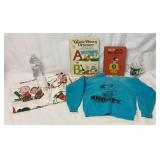 Vintage Peanuts / Snoopy Bed Sheet, Shirt, Books