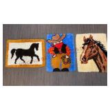 Vintage 1970s Latch Hook Rugs - 27"x20"