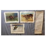 Vintage Frederick Remington Prints & VA Gold Map