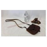 Vintage Tooled Leather Purse & Metal Horse Figure