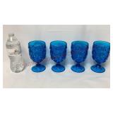 Vintage Smith Glass Moon & Stars Water Goblets - 4