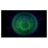 Vintage Floral Etched Glass Console Bowl - Glows!