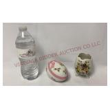 Vintage Lefton Egg Trinket Box & Footed Vase
