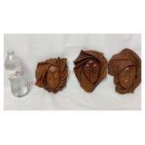 Vintage Sculptured Leather Face Masks - 3