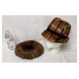 Vintage Coralie Beaver Hat & Plaid Fedora Hat