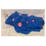 Vintage Hand Crochet Floral Afghan Throw - 74:x96"