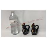 Vintage Redware Rooster Salt & Pepper Set