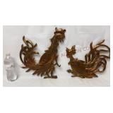 Mid Century SyrocoWood Fighting Cocks Wall Plaques