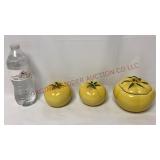 Vintage Yellow Tomato Salt Pepper Set, Sugar Bowl