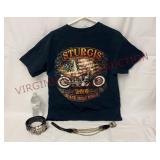 Sturgis Shirt, Harley Davidson Belt & Choker