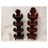 Vintage Handmade Wooden Corner Shelves - See Desc