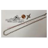 Unmarked Cross & Necklace - Tested as Silver