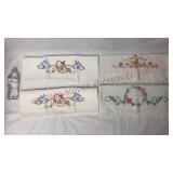 Vintage Floral Embroidered Pillowcases - 4