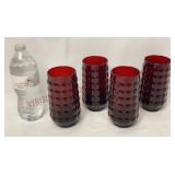 Anchor Hocking Ruby Bubble 5.75" Tumblers - 4