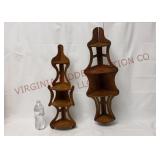 Vintage Wood Corner Shelves - Both Need Work