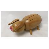 Mid Century Wooden Pig Cocktail Stick Holder
